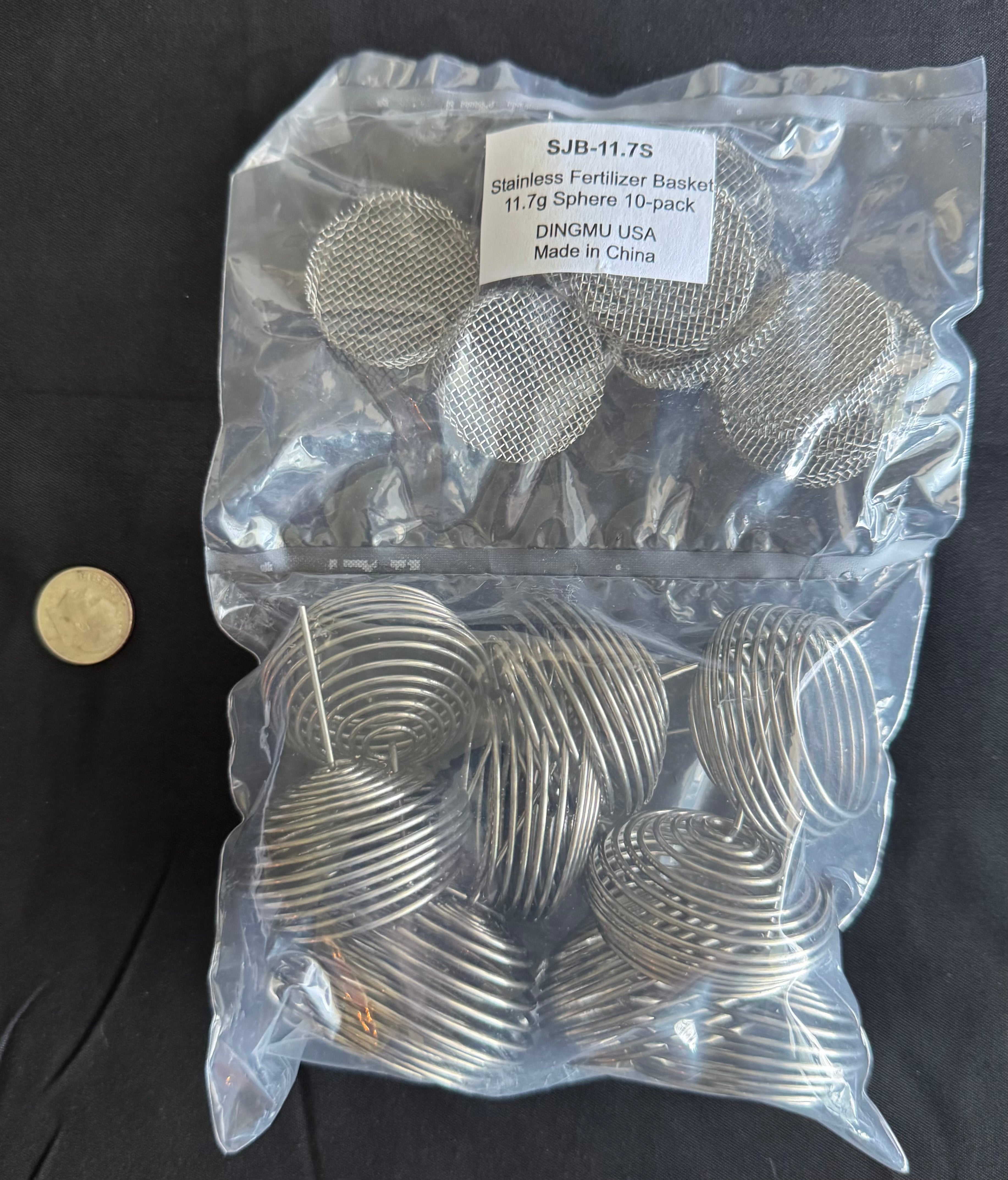 Stainless Steel Fertilizer Basket – 11.7g Sphere (10 Pack) by Dingmu