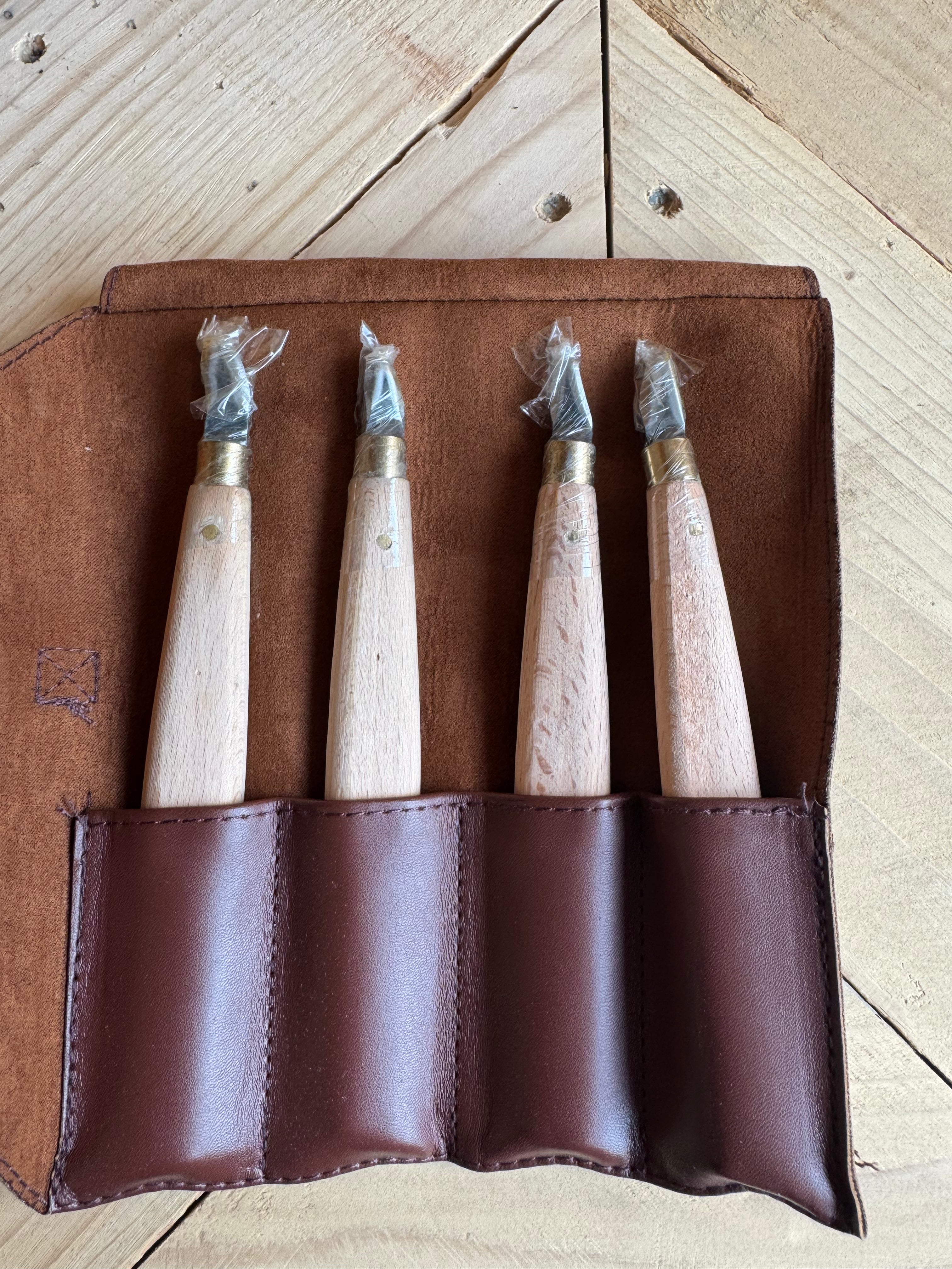 4 piece Bonsai Carving Set with Vinyl Case by Roshi Tools