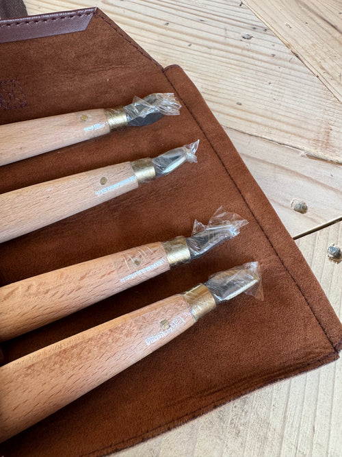 4 piece Bonsai Carving Set with Vinyl Case by Roshi Tools